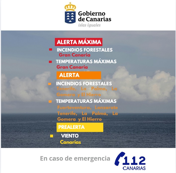 Update: Kanaren jetzt mit drei Wetterwarnungen Eine offizielle Infografik der kanarischen Regierung mit den aktuellen Wetterwarnungen für jede einzelne Insel.