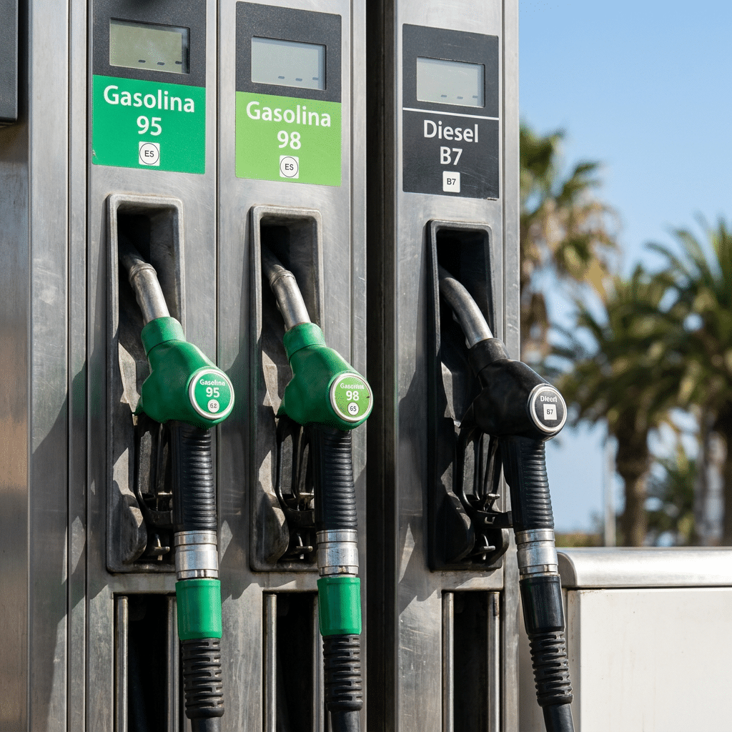Hier ist Kraftstoff in der Provinz Las Palmas heute am günstigsten An den Zapfsäulen auf Fuerteventura und Lanzarote müssen Autofahrer deutlich tiefer in die Tasche greifen. / Symbolbild: Erstellt mit KI / Kanaren News